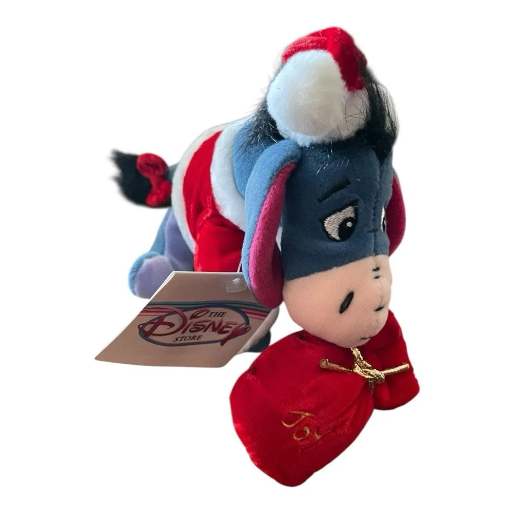 Disney Store Santa Eeyore‎ Mini Bean Bag Plush Winnie The Pooh New Tag 8in Joy